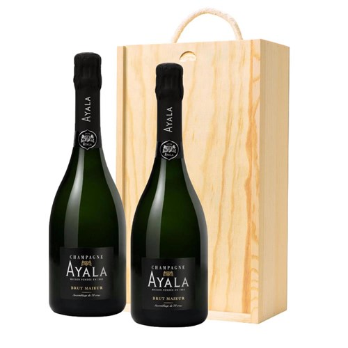 Ayala Brut Majeur Champagne NV 75 cl Double Pine Wooden Gift Boxed (2x75cl)